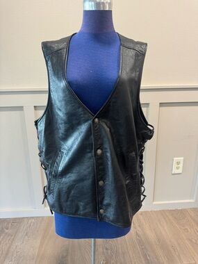 Harley-Davidson Black Leather Lace-Up Side Vest